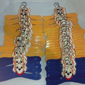 Vintage lot of 40 Wooden Children's Hangers with Puppy Face